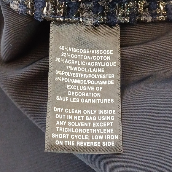 Lafayette 148 New York Old Money Navy Blue Sz M Textured Tweed Office Jacket - Picture 14 of 14
